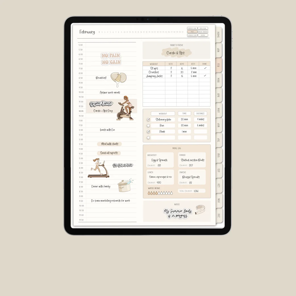 digital fitness planner goodnotes